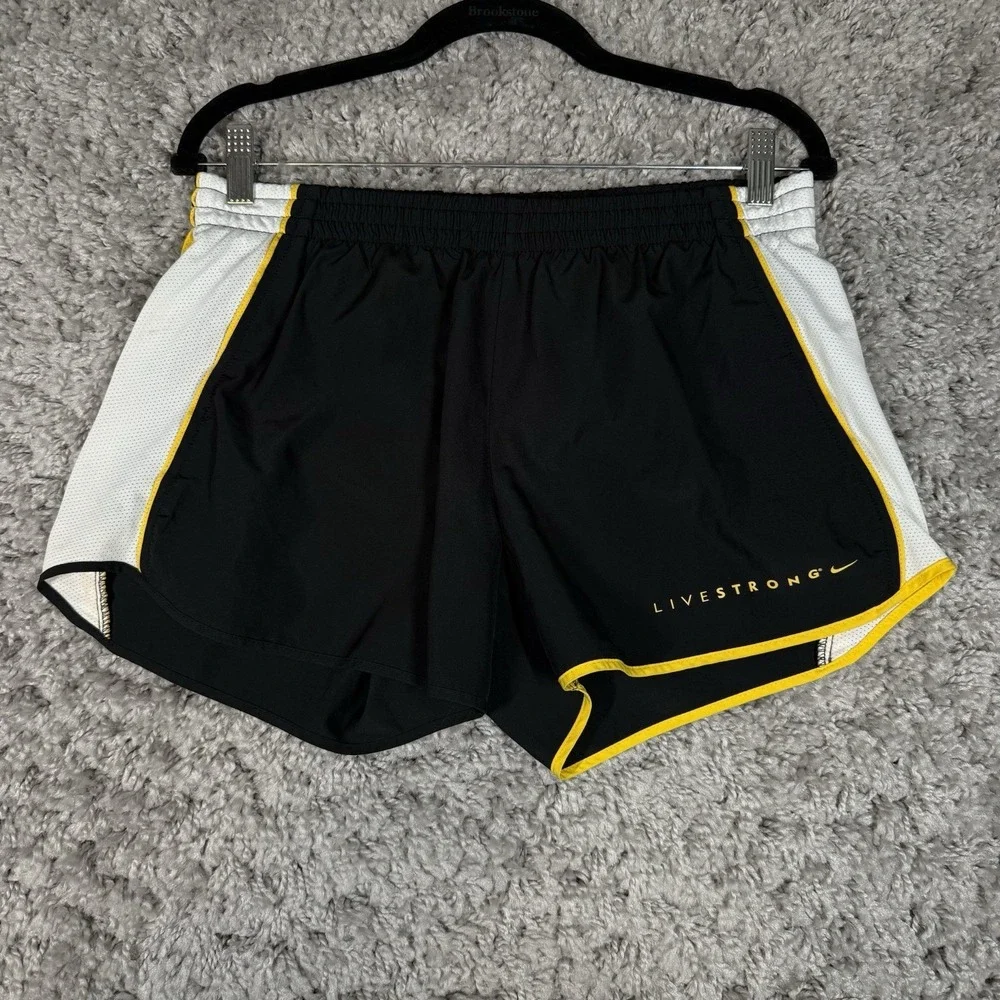 Nike Women's Tempo Shorts Livestrong Size M 467936-038 Dri-Fit Yellow Black